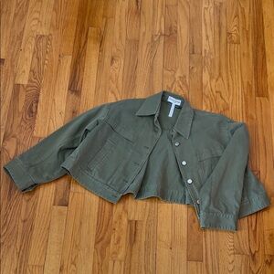Apiece Apart 100 % Cotton Cropped Trapeze Jacket Thyme Cool & Unique fits xxs-sm
